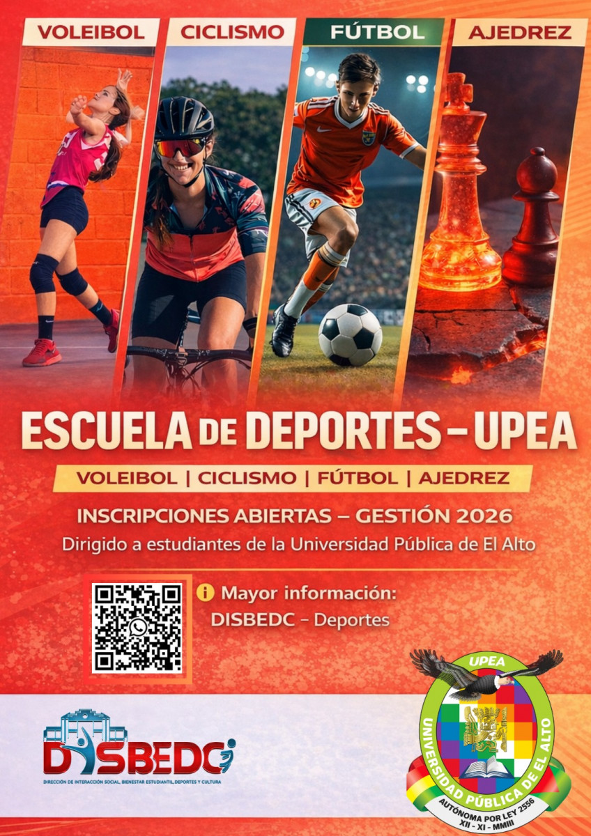 ¡INVITACIÓN A TODA LA COMUNIDAD UNIVERSITARIO MEDIANTE TV UPEA, SÉ PARTE DE LA ESCUELA DEPORTIVA UPEA 2026!