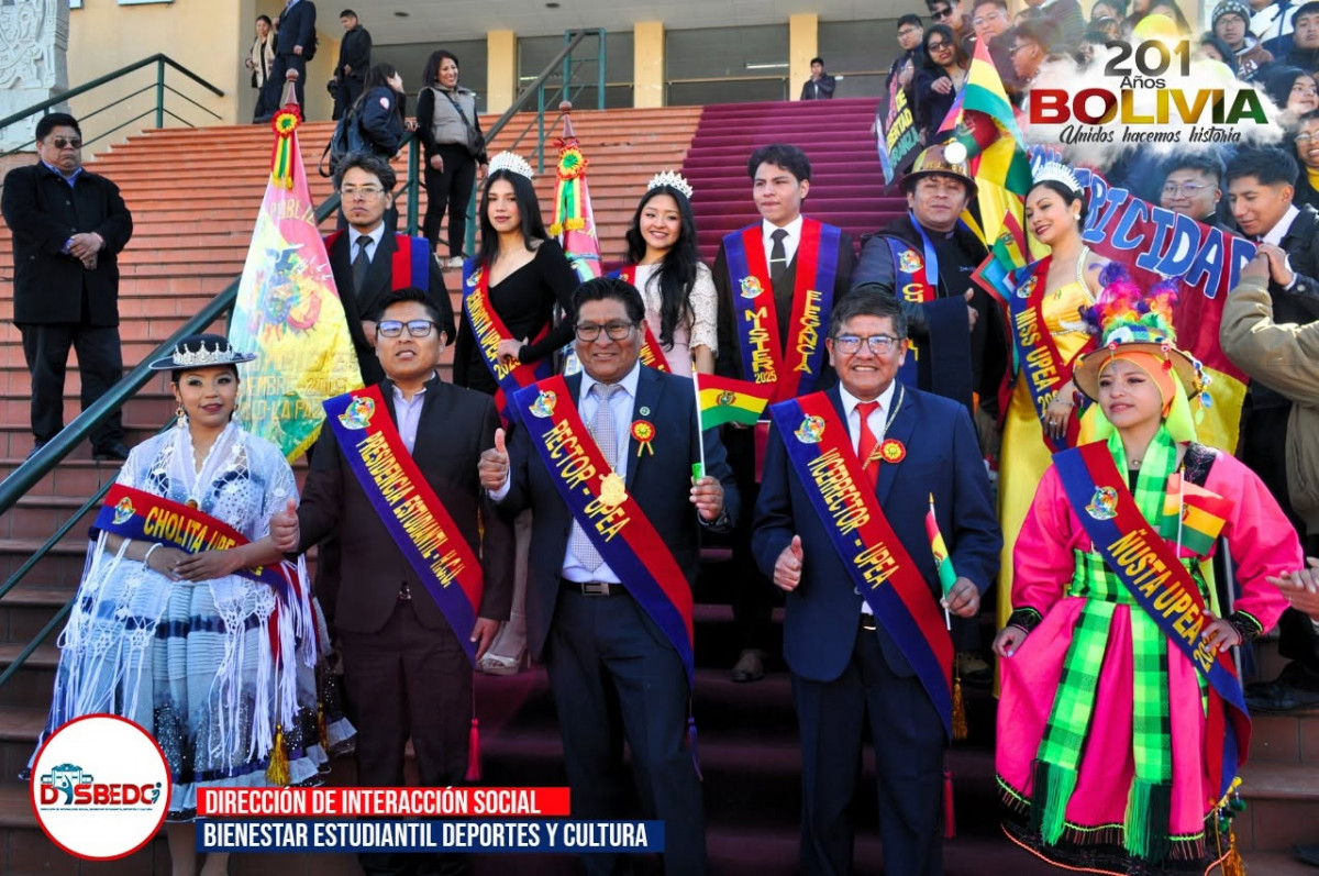LA UNIVERSIDAD PÚBLICA DE EL ALTO Y SUS MÁXIMAS AUTORIDADES RINDEN HOMENAJE A NUESTRA PATRIA BOLIVIA EN SUS 201 AÑOS DE INDEPENDENCIA
